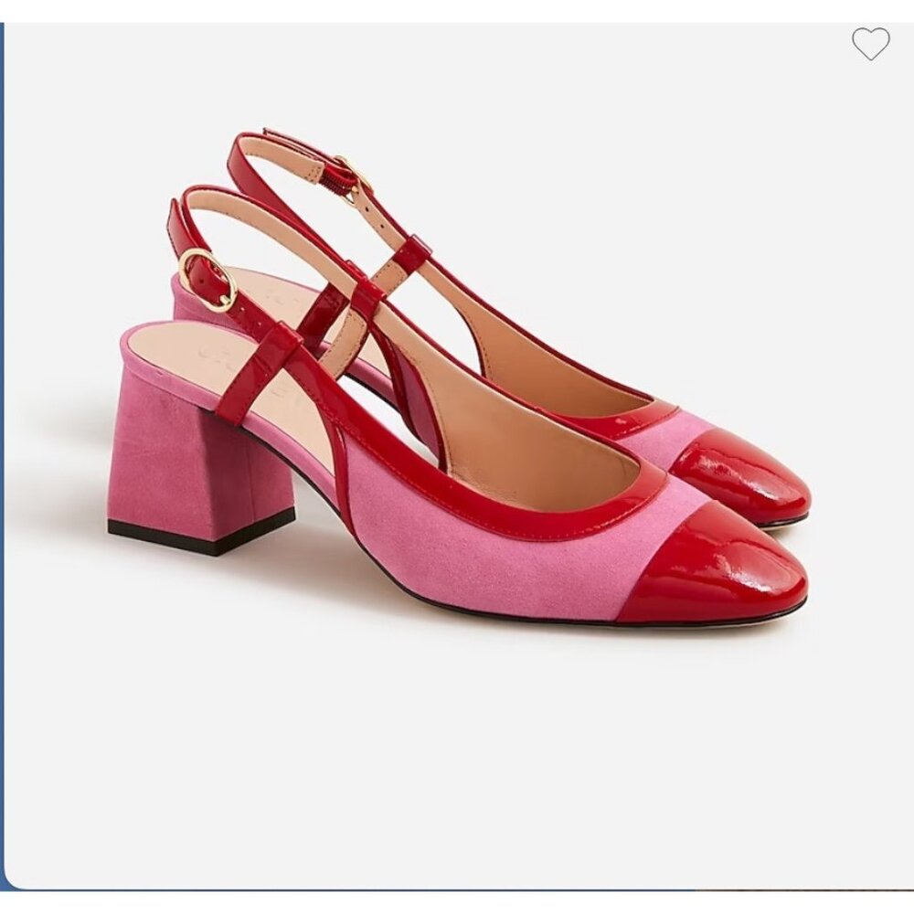 J.Crew $198 Layne Cap Toe Heels in Suede Flamingo Size 9 BX884